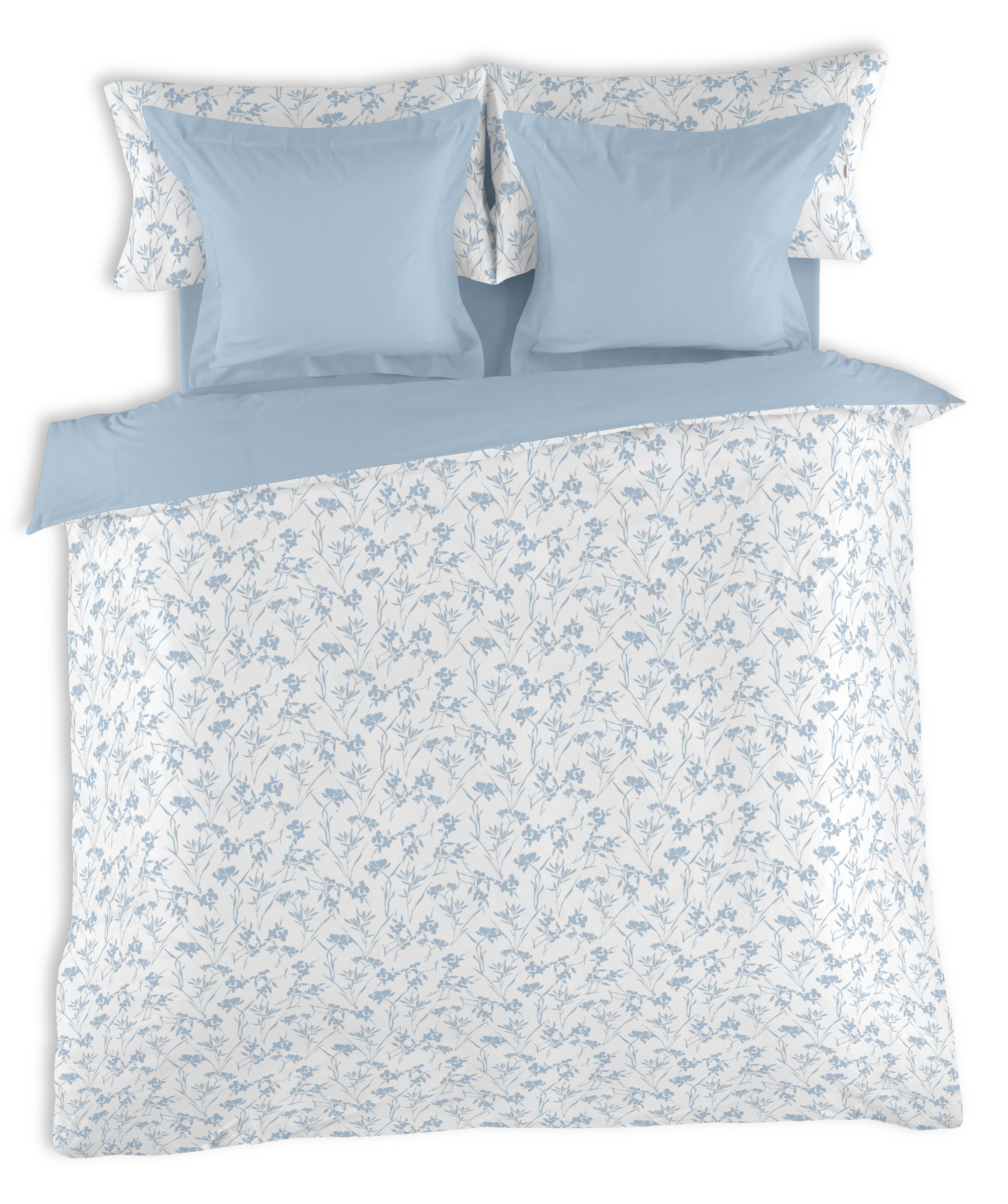 SET COPRIPIUMINO STAMPATO PAOLA (6 PEZZI) - COLORE BLU - LETTO 180 CM. INCLUDE FODERA/E PER CUSCINO - 50% COTONE / 50% POLIESTERE - 144 FILI