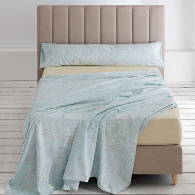 Ensemble de draps bleu Circé. Lit de 105 cm. 3 pièces