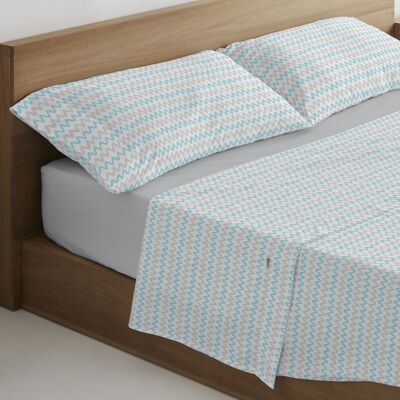 Juego de sábanas Cloe color azul. Cama de 150 (2 alm) cm. 4 piezas