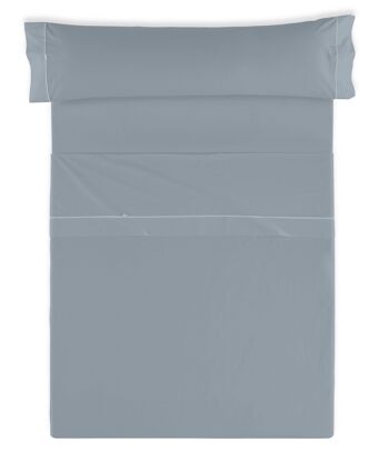 Parure de draps couleur acier - Lit 90 (3 pièces) - 100% coton - 144 fils. Poids : 115 2