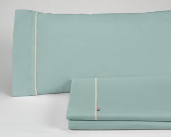 Parure de draps Aqua - Lit 135/140 (3 pièces) - 100% coton - 144 fils. Poids : 115 1