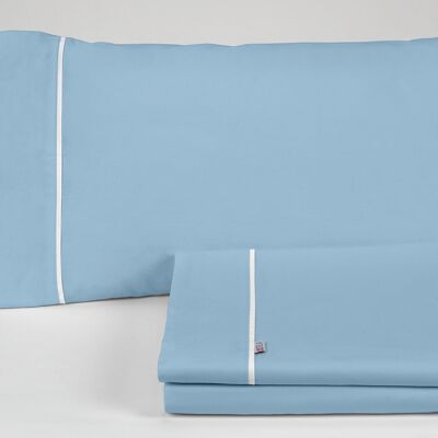 Juego de sábanas color azul celeste - Cama de 135/140 (3 piezas) - 100% algodón - 144 hilos. Gramage: 115