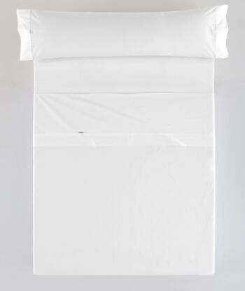 Parure de draps blanc - Lit 135/140 (3 pièces) - 100% coton - 200 fils 1