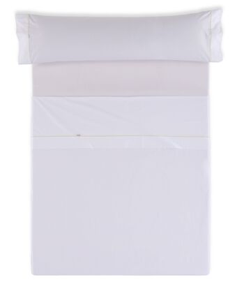 Parure de draps blanc - Lit 135/140 (3 pièces) - 100% coton - 144 fils. Poids : 115 2