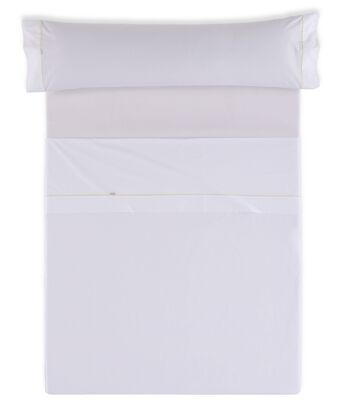 Parure de draps blanc - lit 150 (3 pièces) - 100% coton - 144 fils. Poids : 115 2