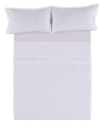 Parure de draps blanc - lit 150 (4 pièces) - 100% coton - 144 fils. Poids : 115 2