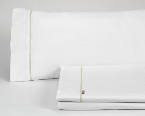 Juego de sábanas color blanco - Cama de 160 (4 piezas) - 100% algodón - 144 hilos. Gramage: 115