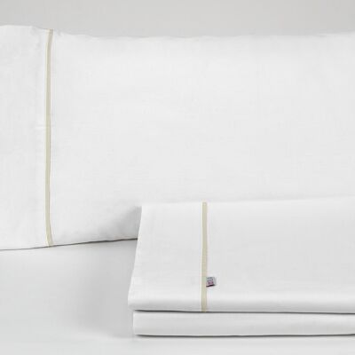 Completo lenzuola bianco - 160 letto (4 pezzi) - 100% cotone - 144 fili. Peso: 115