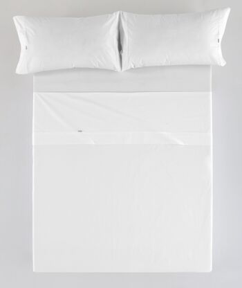 Parure de draps blanc - Lit 160 (4 pièces) - 100% coton - 200 fils 1