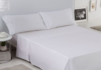 Parure de draps blanc - lit 200 (4 pièces) - 100% coton - 200 fils 2