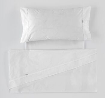 Parure de draps blanc - lit 90 (3 pièces) - 100% coton - 200 fils 4