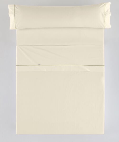 Juego de sábanas color crema - Cama de 105 (3 piezas) - 100% algodón - 144 hilos. Gramage: 115