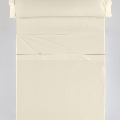 Parure de draps crème - lit 105 (3 pièces) - 100% coton - 144 fils. Poids : 115