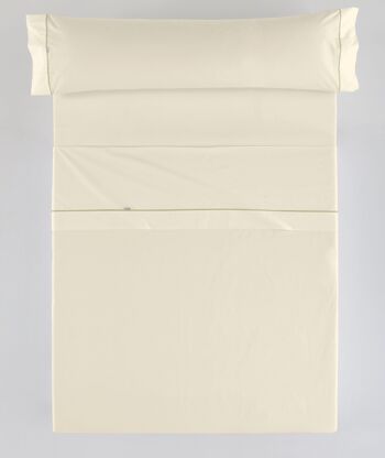 Parure de draps crème - lit 105 (3 pièces) - 100% coton - 144 fils. Poids : 115 1