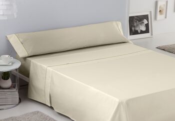 Parure de draps crème - lit 105 (3 pièces) - 100% coton - 144 fils. Poids : 115 2