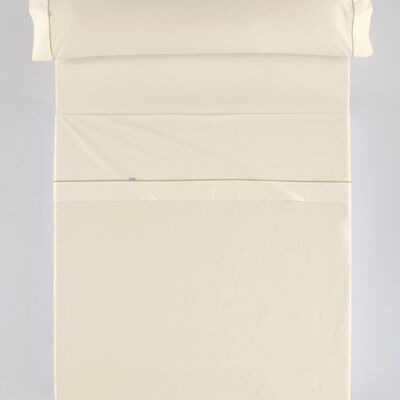 Parure de draps crème - Lit 90 (3 pièces) - 100% coton - 144 fils. Poids : 115