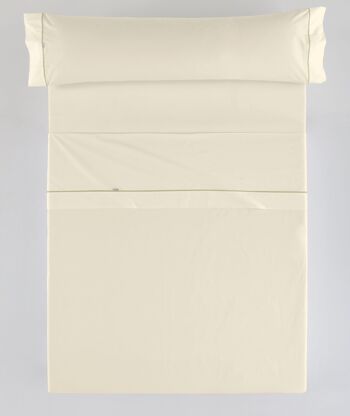 Parure de draps crème - Lit 90 (3 pièces) - 100% coton - 144 fils. Poids : 115 1