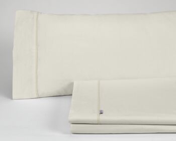 Parure de draps crème - Lit 180 (4 pièces) - 100% coton - 144 fils. Poids : 115 1