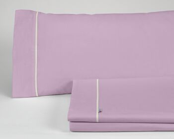 Parure de draps mauve - lit 150 (3 pièces) - 100% coton - 144 fils. Poids : 115 1