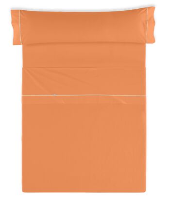 Parure de draps couleur Mangue - Lit 135/140 (3 pièces) - 100% coton - 144 fils. Poids : 115 2