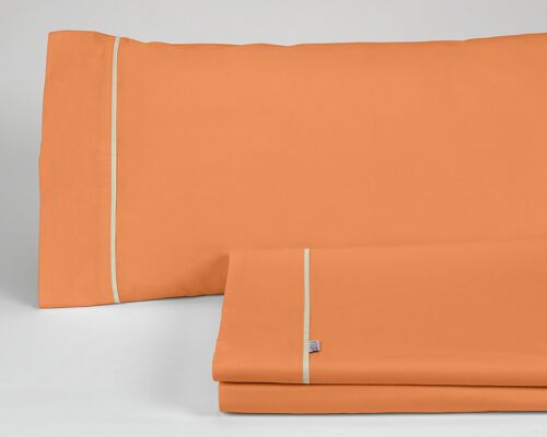 Juego de sábanas color mango - Cama de 160 (4 piezas) - 100% algodón - 144 hilos. Gramage: 115
