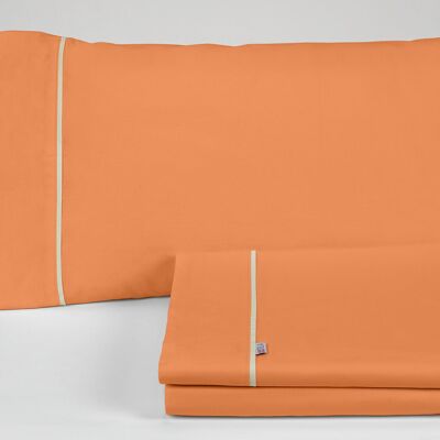 Mangofarbenes Bettlaken-Set – 160 cm (4 Stück) – 100 % Baumwolle – 144 Fäden. Gewicht: 115