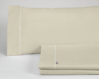 Parure de draps couleur pierre - lit 105 (3 pièces) - 100% coton - 144 fils. Poids : 115 1