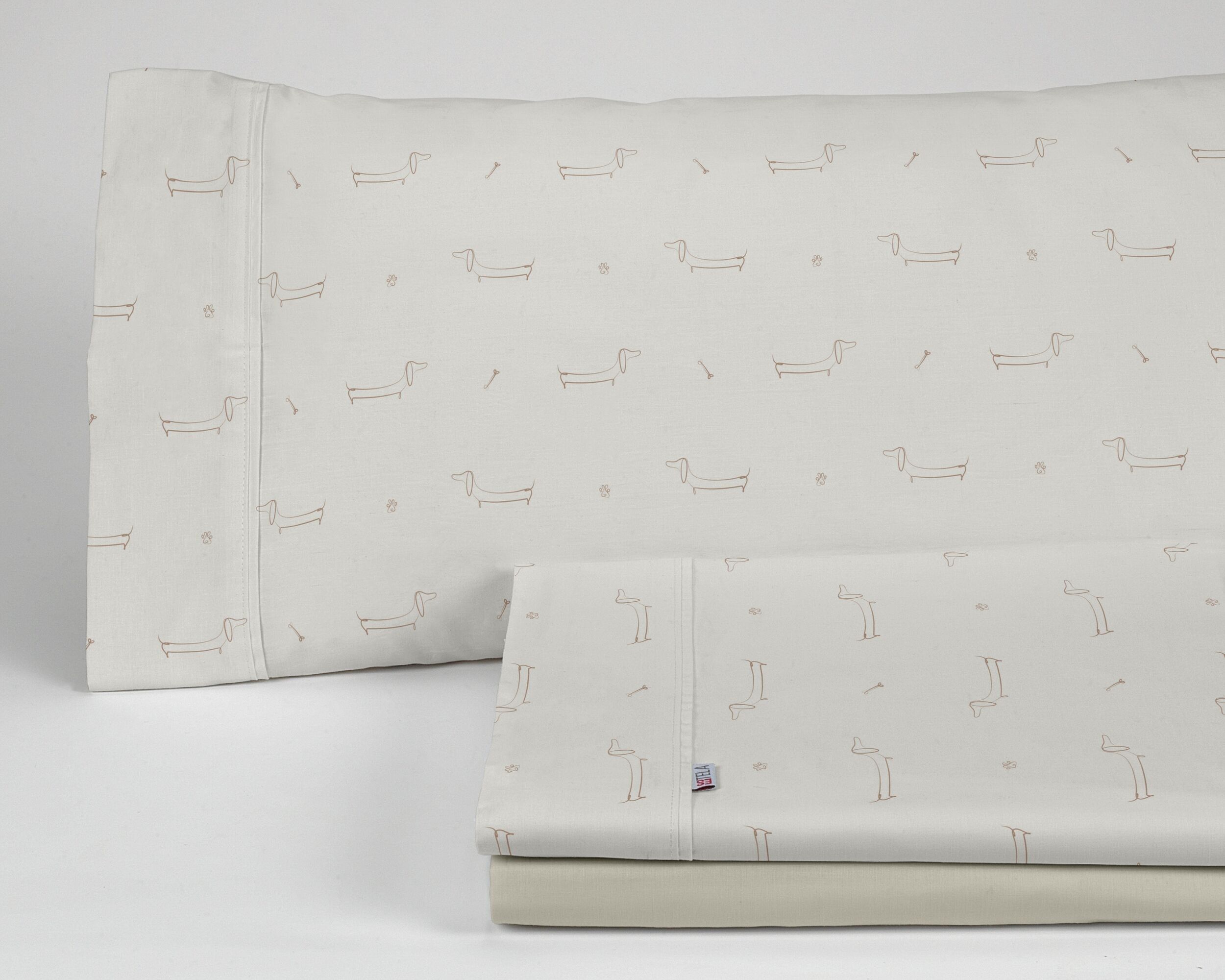 Completo lenzuola Cuca color pietra. Letto da 135/140 cm. 3 pezzi