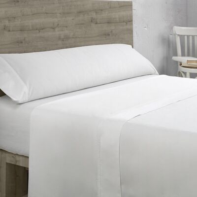 White organic cotton sheet set. Double stitched finish. 90 cm bed. 3 pz