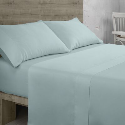Eisfarbenes Bettlakenset aus Bio-Baumwolle. Hohlsaum-Finish. 105 cm breites Bett. 3 Stück