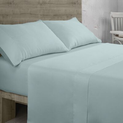 Ensemble de draps en coton biologique couleur glace. Finition ajourée. Lit de 200 cm. 4 pièces