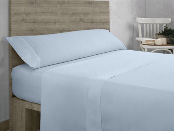 Ensemble de draps en coton biologique 200 fils, couleur ciel. lit de 105cm 1