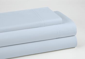 Ensemble de draps en coton biologique 200 fils, couleur ciel. lit de 105cm 3