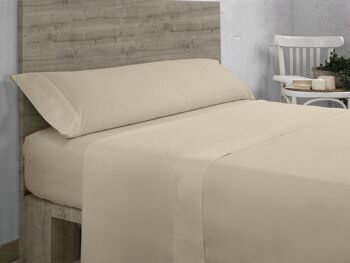 Ensemble de draps en coton biologique 200 fils, taupe. Lit 135/140 cm (3 pièces) 1