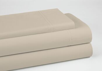 Ensemble de draps en coton biologique 200 fils, taupe. Lit 135/140 cm (3 pièces) 3