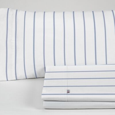 Bettlaken-Set Rita aus blauer Baumwolle. 200 cm Bett. 4 Stück