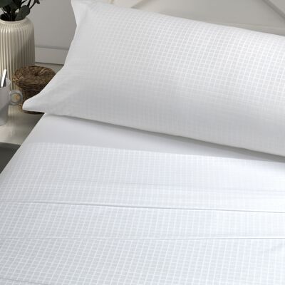 Atia-Set aus weißem Satin-Bettlaken. 135/140 cm breites Bett. 3 Stück