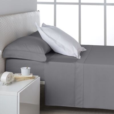 Set lenzuola in raso titanio. Letto da 105 centimetri. 3 pezzi