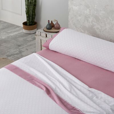 Ensemble de draps en flanelle Eira de couleur quartz. Lit 135/140. 3 pièces