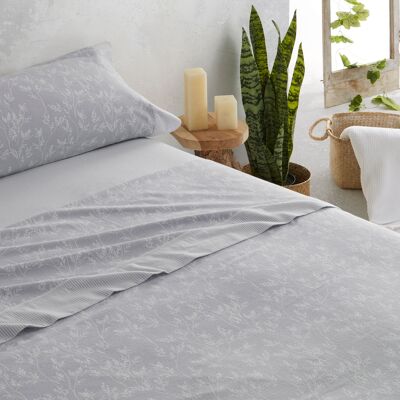 Ensemble de draps en flanelle bleue Zahara. Lit 135/140. 3 pièces