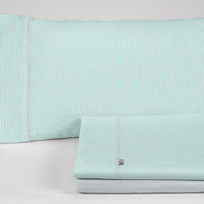 Juego de sábanas Greta color aqua - Cama de 135/140 (3 piezas) - 100% algodón - 200 hilos. Gramage: 125
