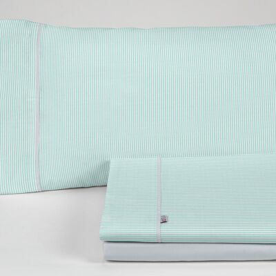 Set lenzuola Greta Aqua - Letto 135/140 (3 pezzi) - 100% cotone - 200 fili. Peso: 125