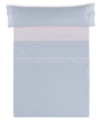 Parure de draps Greta bleu - Lit 135/140 (3 pièces) - 100% coton - 200 fils. Poids : 125 2