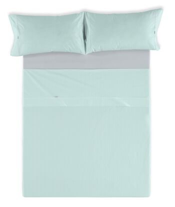 Parure de draps Greta aqua - lit 160 (4 pièces) - 100% coton - 200 fils. Poids : 125 2