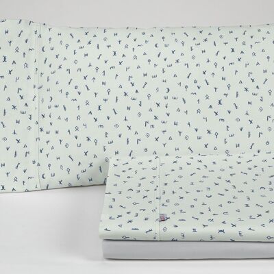 Iber blue sheet set. 135/140 cm bed. 3 pz