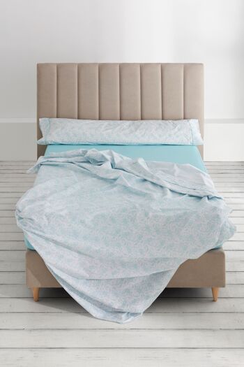 Ensemble de draps Lara aqua. Lit 135/140. 3 pièces 3