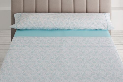 Juego de sábanas Lara color aqua. Cama de 90 cm. 3 piezas