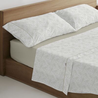 Juego de sábanas Lara color piedra. Cama de 150 cm. 3 piezas