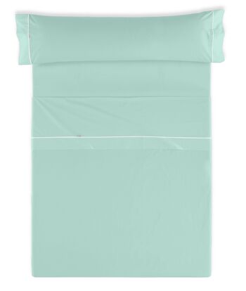 Parure de draps aqua uni - lit 150 (3 pièces) - 50% coton / 50% polyester - 144 fils. Poids : 115 2