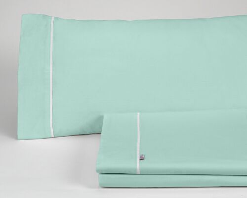 Juego de sábanas liso color aqua - Cama de 135/140 (3 piezas) - 50% algodón / 50% poliéster - 144 hilos. Gramage: 115